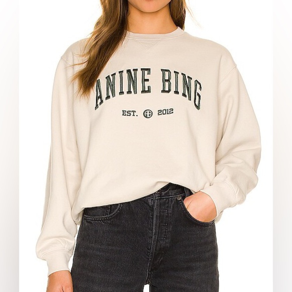 ANINE BING Ramona University Sweatshirt in White,Neutral. - size XS